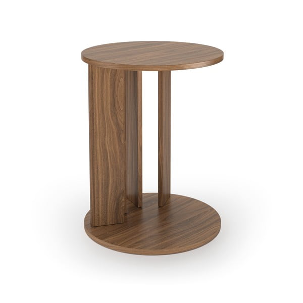 Okrogla klubska mizica s ploščo v dekorju oreha ø 50 cm Nora - TemaHome-image-2