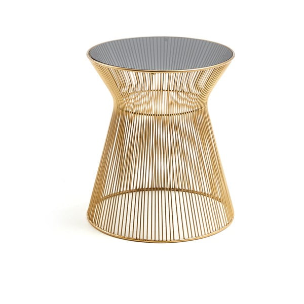 Okrogla stranska mizica s stekleno mizno ploščo ø 40 cm Jolene – Kave Home
