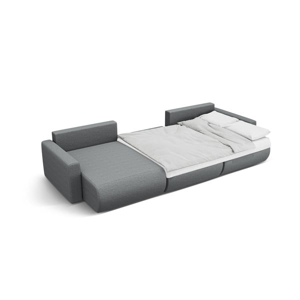 Siva raztegljiva kotna sedežna garnitura s prostorom za shranjevanje (v obliki črke "U") Belfast – Cosmopolitan Design-image-3