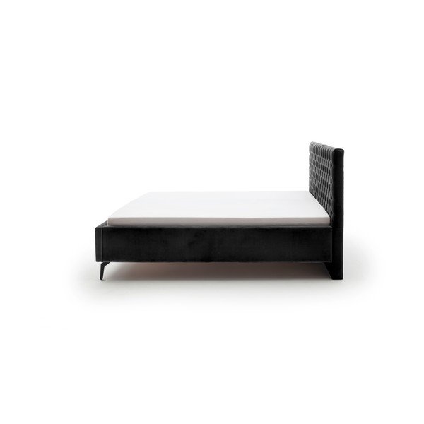 Črna oblazinjena zakonska postelja s prostorom za shranjevanje z letvenim dnom 180x200 cm La Maison – Meise Möbel-image-3