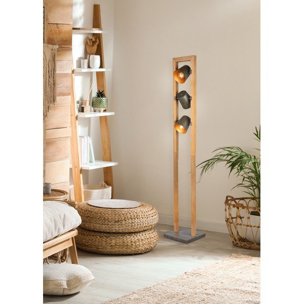 Stoječa svetilka v naravni barvi s kovinskim senčilom (višina 150 cm) Bell – Trio-image-1