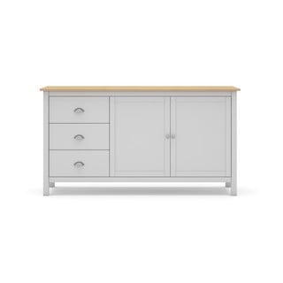 Bela/naravna nizka komoda iz masivnega bora 150x80,5 cm Misti – Marckeric