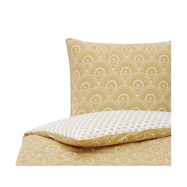 Rumeno-bela posteljnina iz organskega bombaža 200x135 cm Tiara - Westwing Collection-image-3