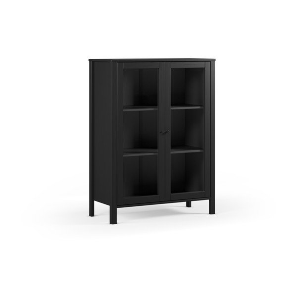 Črna vitrina iz masivnega bora 90x120x40 cm Alessandra – Marckeric