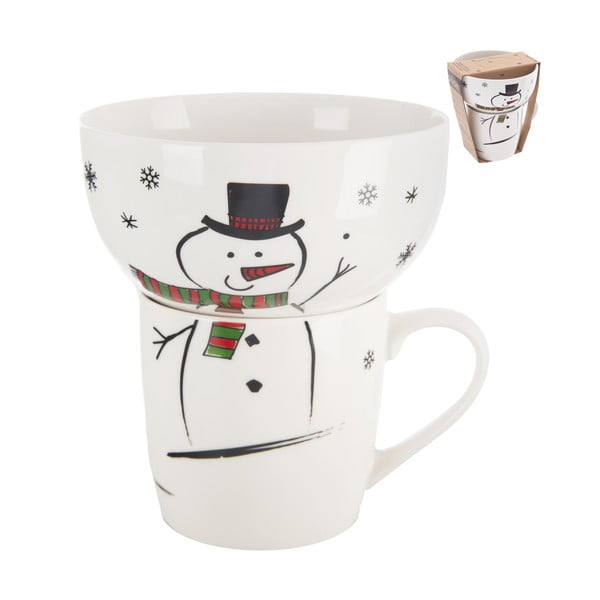 Bele porcelanaste skodelice v kompletu 2 ks z božičnim motivom 350 ml – Orion