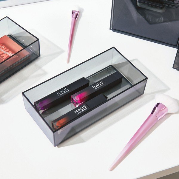 Mat črn kopalniški organizator za kozmetiko iz reciklirane plastike – iDesign-image-1