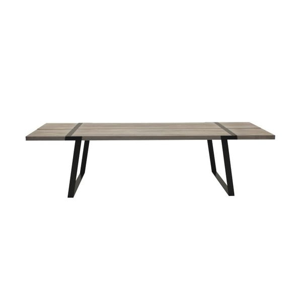 Svetla lesena jedilna miza s črnim podnožjem Canett Gigant, 290 cm
