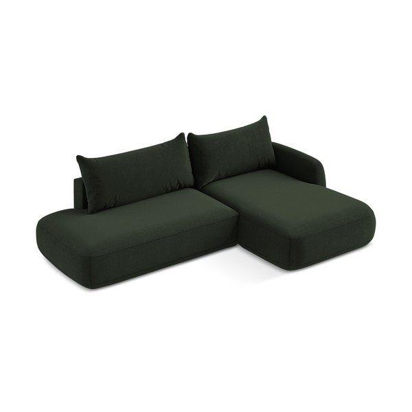 Temno zelena raztegljiva kotna sedežna garnitura (desni kot/z ležalnikom) Hale – Makamii-image-2