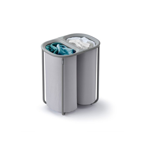 Svetlo siv tekstilni koš za perilo 2x40 l Duo – Joseph Joseph