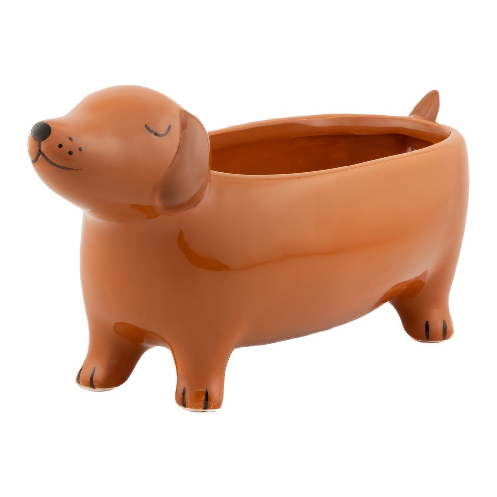 Keramičen okrasni cvetlični lonec Sausage Dog