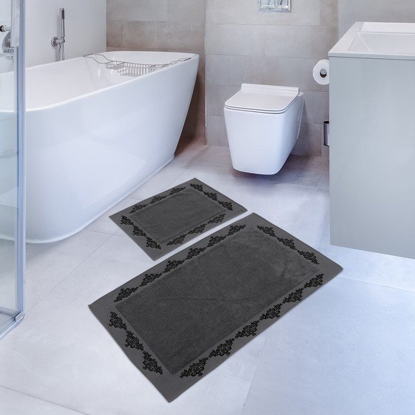 Komplet 2 temno sivih kopalniških preprog Hobby Sapphire