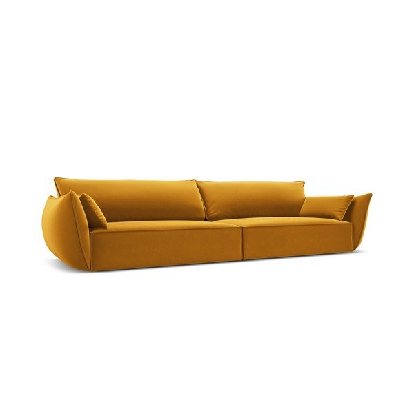Gorčično rumena žametna sedežna garnitura 248 cm Vanda – Mazzini Sofas-image-2