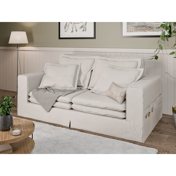 Kremno bela sedežna garnitura 196 cm Nora – Ropez-image-3