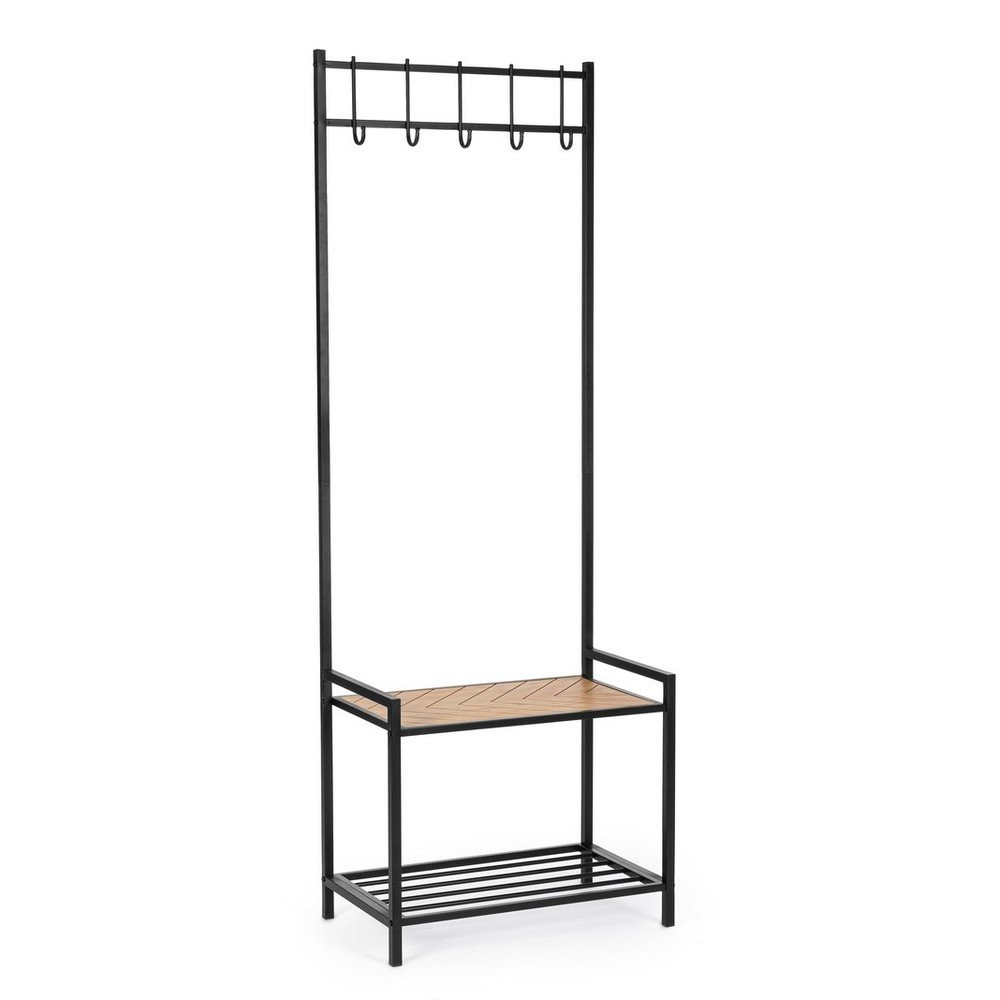 Črn/v naravni barvi kovinski set za hodnik 64,5x180x37,5 cm Haldor