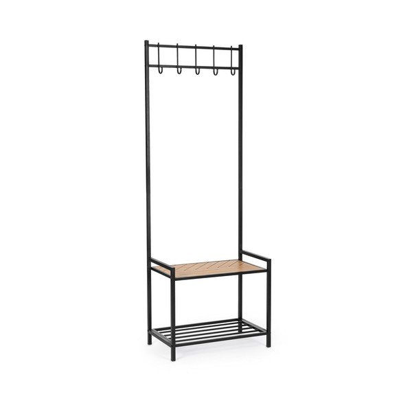 Črn/v naravni barvi kovinski stenski obešalnik s polico 64,5 cm Haldor – Yes Everyday