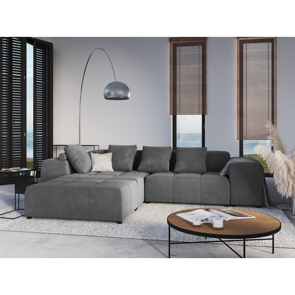 Sivo žametno naslonjalo za modularni kavč Rome Velvet - Cosmopolitan Design -image-4