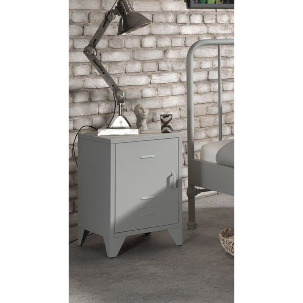 Siva kovinska nočna omarica Bronxx - Vipack-image-1