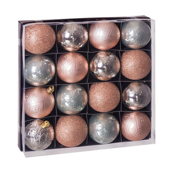 Komplet 16 bež-srebrnih božičnih okraskov Unimasa Copper