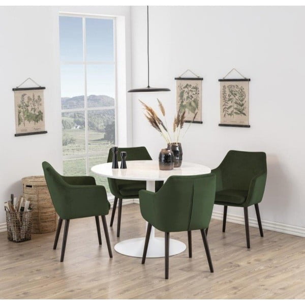 Zelen oblazinjen jedilni stol z nasloni za roke Nora – Actona-image-1