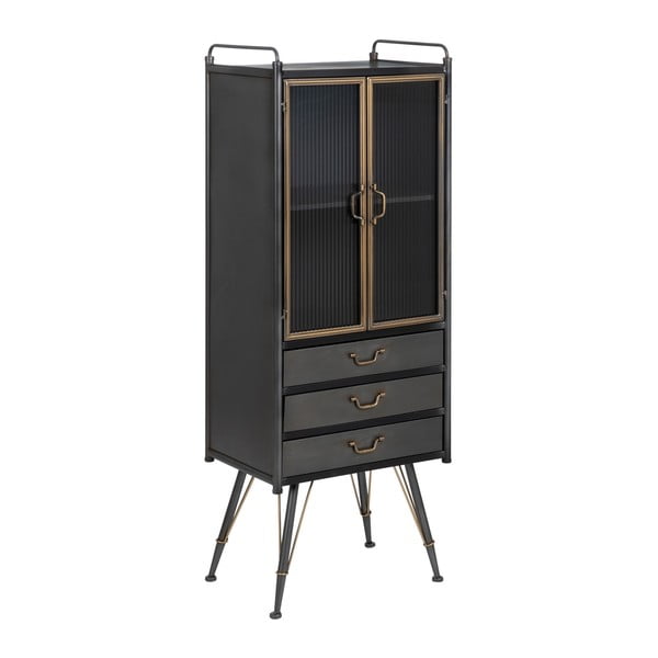Črna kovinska vitrina 58x150 cm Brick – Ixia