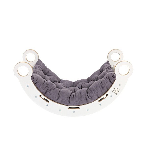 Belo-siva gugalnica iz masivnega bora 39x75x38 cm Montessori – Meowbaby