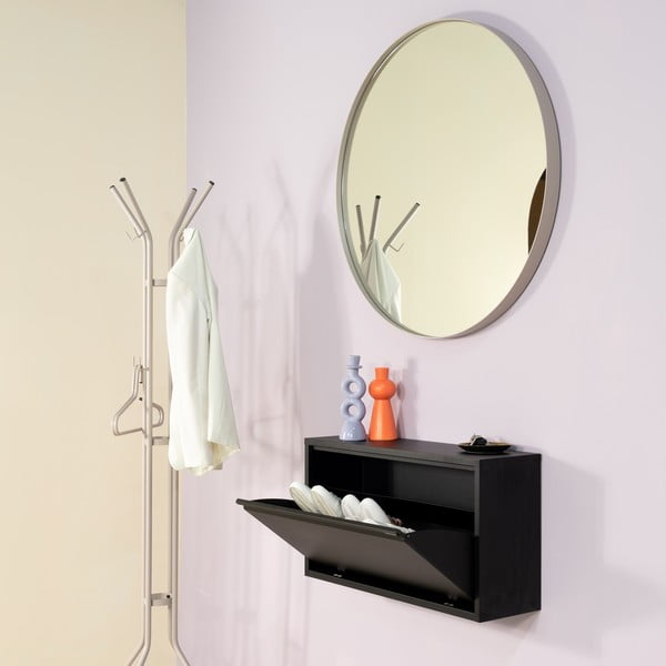 Črna kovinska preklopna/stenska omarica za čevlje 75x41x22 cm Billy – Spinder Design-image-1