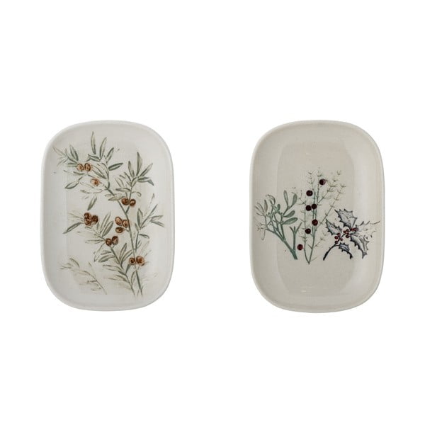 Beli desertni lončeni krožniki z božičnim motivom v kompletu 2 ks Hollie – Bloomingville