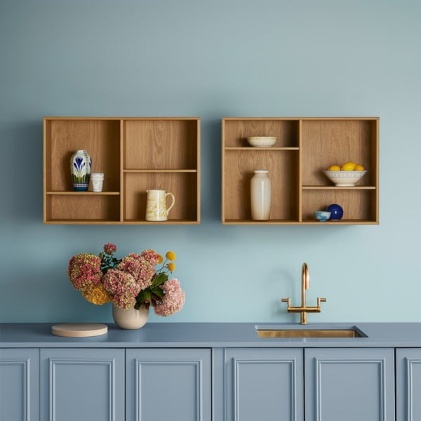 Stenski regal v hrastovem dekorju v naravni barvi 89x61 cm Mistral – Hammel Furniture-image-1