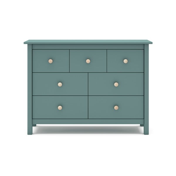 Modrozelena nizka otroška komoda iz masivnega bora 110x80 cm Max – Marckeric-image-2