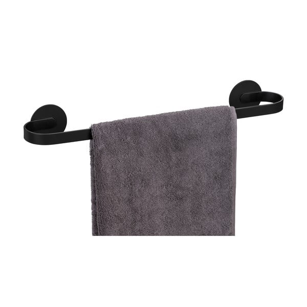 Mat črno kovinsko držalo za brisače z namestitvijo brez vrtanja Bivio – Wenko-image-2