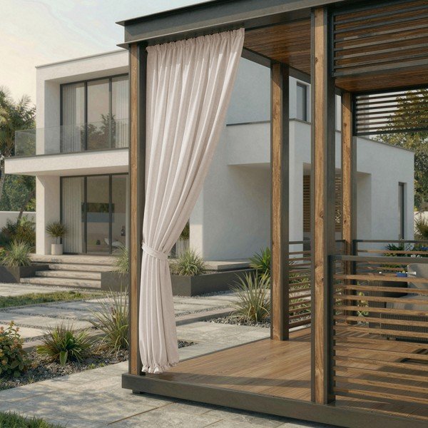 Kremno bela zavesa za delno zatemnitev/zunanja Calisto – Filumi-image-1