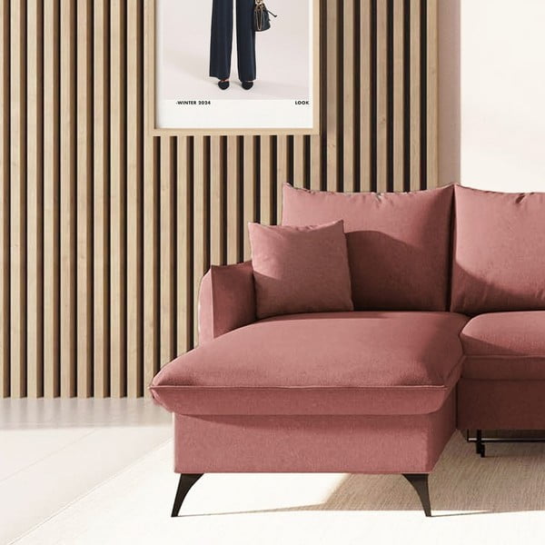 Rožnata raztegljiva kotna sedežna garnitura s prostorom za shranjevanje (levi kot/z ležalnikom) Brim – Rodier-image-4