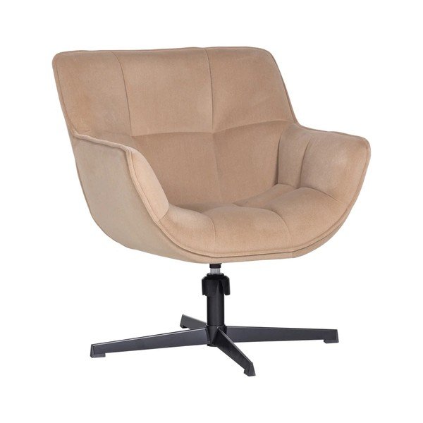 Bež vrtljiv žameten fotelj Wibo – WOOOD