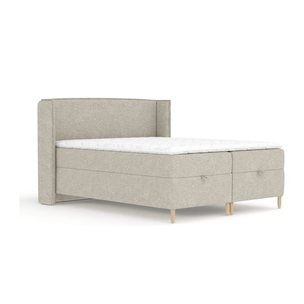 Svetlo siva boxspring postelja s prostorom za shranjevanje 160x200 cm Monpelli – Maison de Rêve
