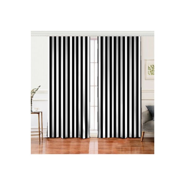 Črne-bele zavese v kompletu 2 ks 140x260 cm – Mila Home-image-2