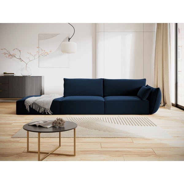 Temno modra žametna sedežna garnitura desni kot 264 cm Vanda – Mazzini Sofas-image-1