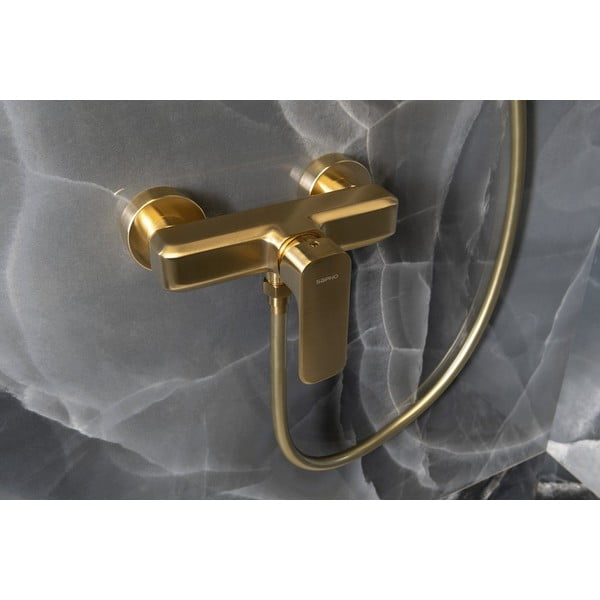 Stenska armatura za tuš v zlati barvi (1 izhod) Spy – Sapho-image-1