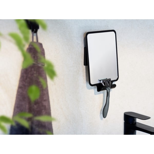 Kozmetično ogledalo z obešalnikom 14x19.5 cm Quadro Black – Wenko-image-1