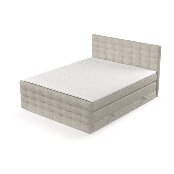 Bež boxspring postelja s prostorom za shranjevanje 200x200 cm Blend – Maison de Rêve-image-3