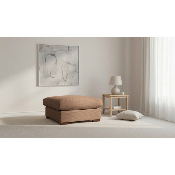 Svetlo rjav tabure iz rebrastega žameta Comfy – Scandic-image-4