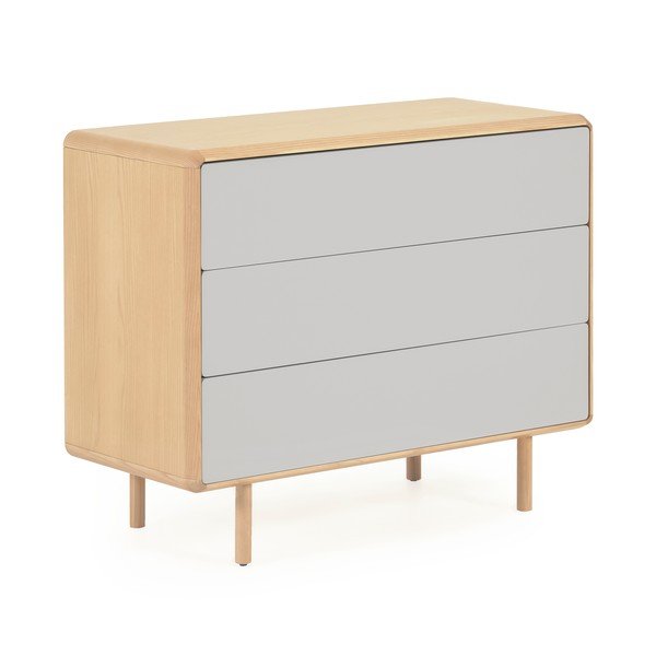 Komoda v jesenovem dekorju v sivi in naravni barvi 99x78,5x42 cm Anielle – Kave Home