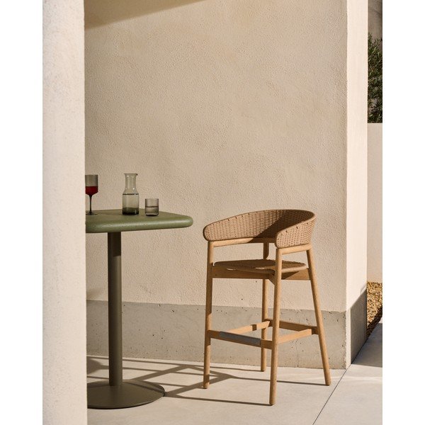 Vrtni barski stol iz masivnega lesa v naravni barvi Arinella – Kave Home-image-1