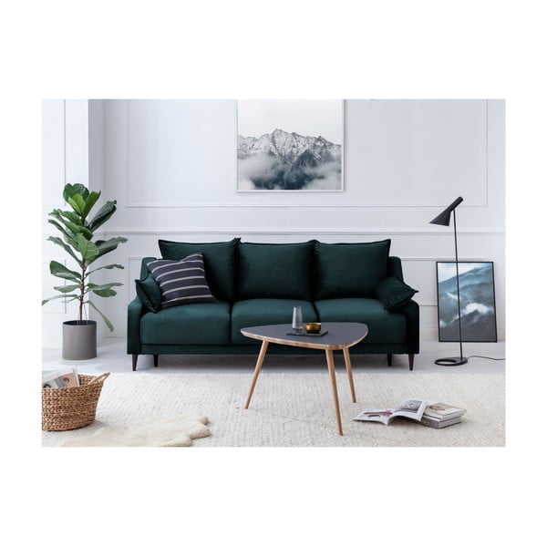 Modro-zelena žametna raztegljiva zofa s prostorom za shranjevanje Mazzini Sofas Freesia, 215 cm-image-4