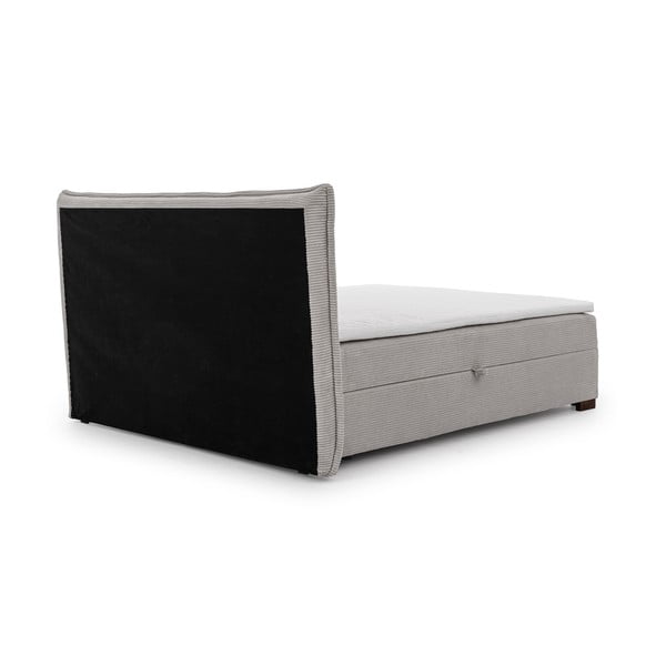 Svetlo siva boxspring postelja s prostorom za shranjevanje 200x200 cm Lysa – Ropez-image-3