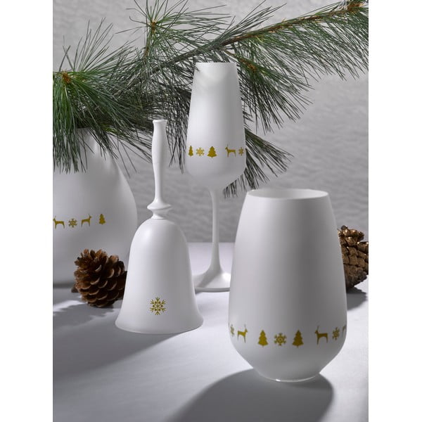 Bel stekleni božični zvonec Crystalex Nordic Vintage, višina 17,9 cm-image-1