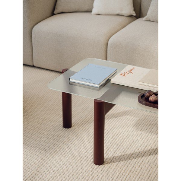 Bordo rdeča klubska mizica s stekleno mizno ploščo 55x105 cm Kob – noo.ma-image-2