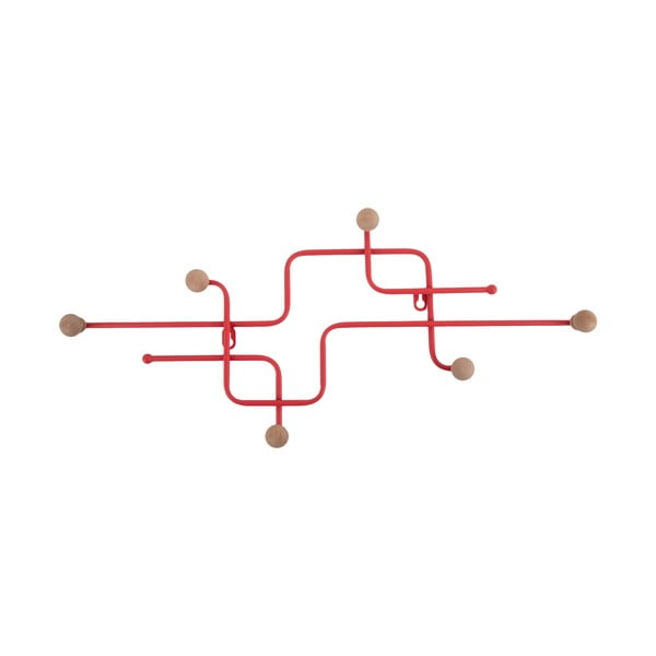 Rdeč kovinski stenski obešalnik 60,5 cm Metro – PT LIVING