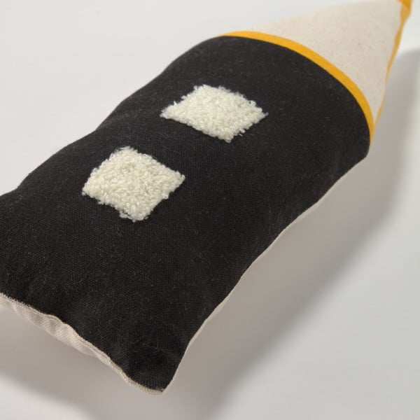Črno-beljasti otroška okrasna blazina iz organskega bombaža Kave Home Nisi, 13 x 35 cm-image-1