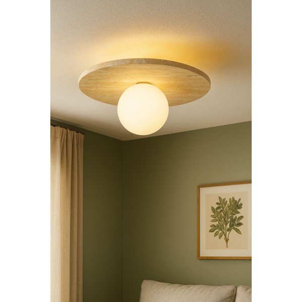 Bež lončena stropna svetilka s steklenim senčilom ø 12 cm Hilde – Opviq lights-image-2