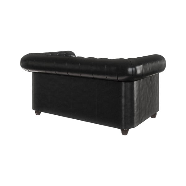 Črna sedežna garnitura iz imitacije usnja 148 cm York – Ropez-image-2